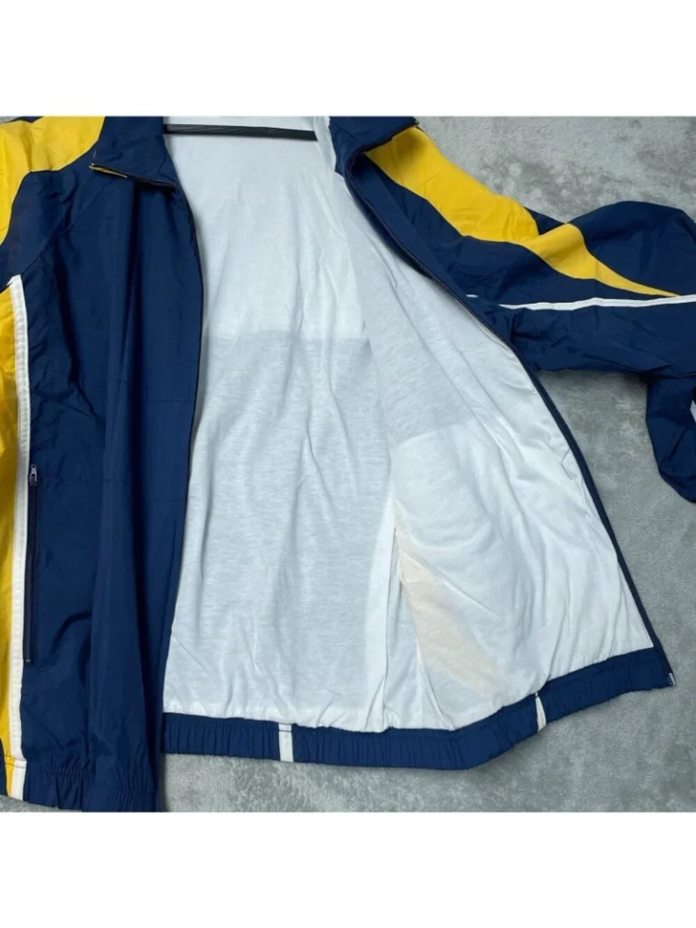 Speedo Men's XL Blue & Yellow Nylon Half-Zip Windbreaker Jacket i2054